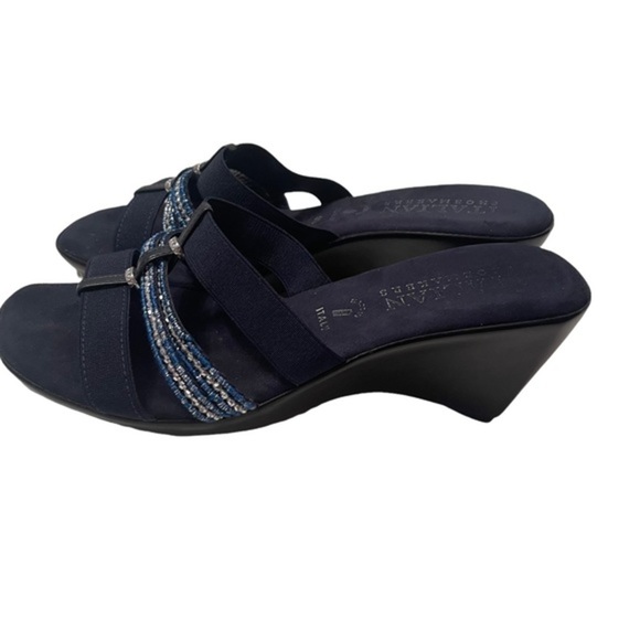 Italian Shoemaker Navy Wedge Shoes Size 9 1/2 - Picture 3 of 7